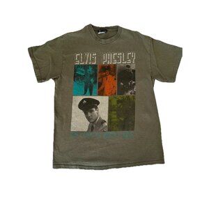 Elvis Presley Green Size Large Men's Short Sleeve‎ Band Tee T-Shirt Crew Neck